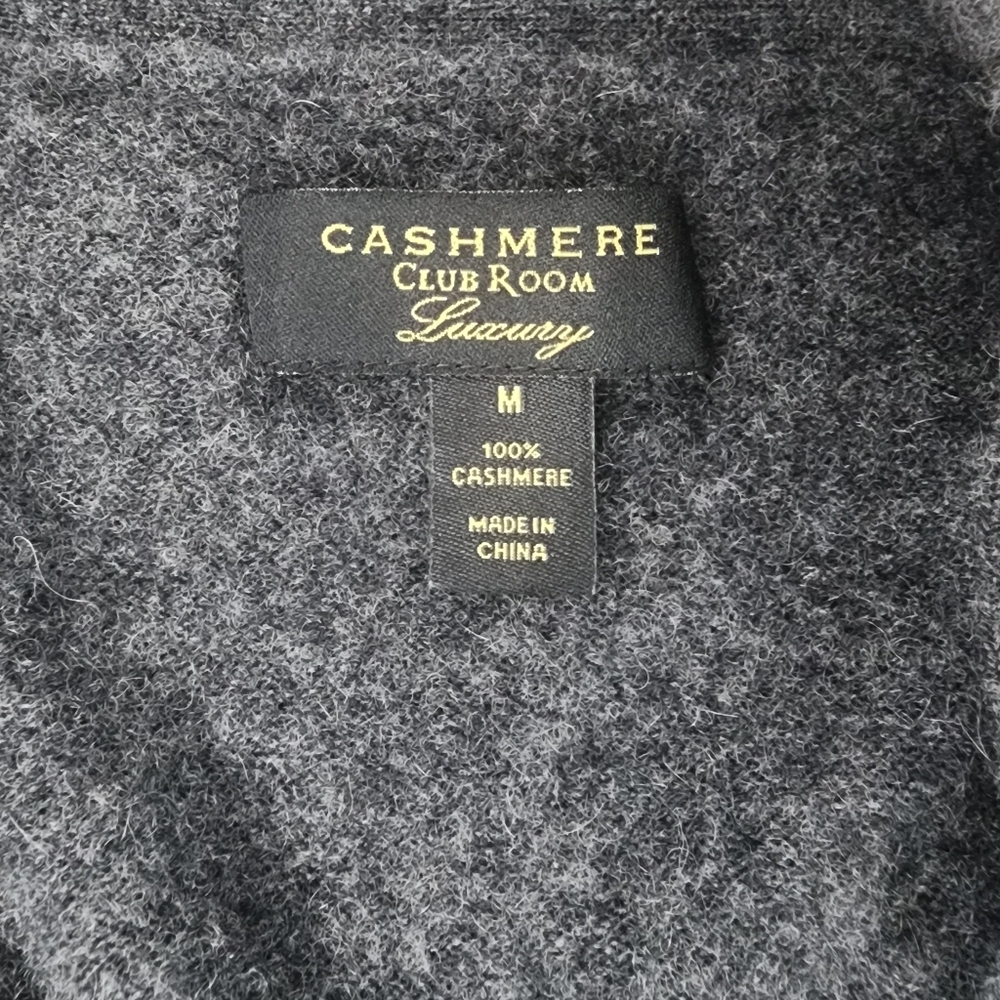 Club Room Dark Gray Cashmere Button Up Sweater, Womens Medium - Picture 5 of 7